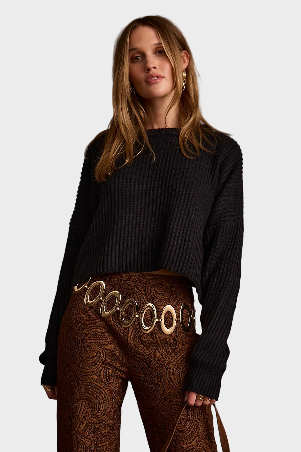 Maxine Black Cropped Sweater