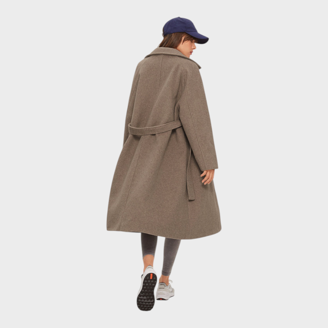 Angelique | Oversized Brushed Long Coat with Belt
