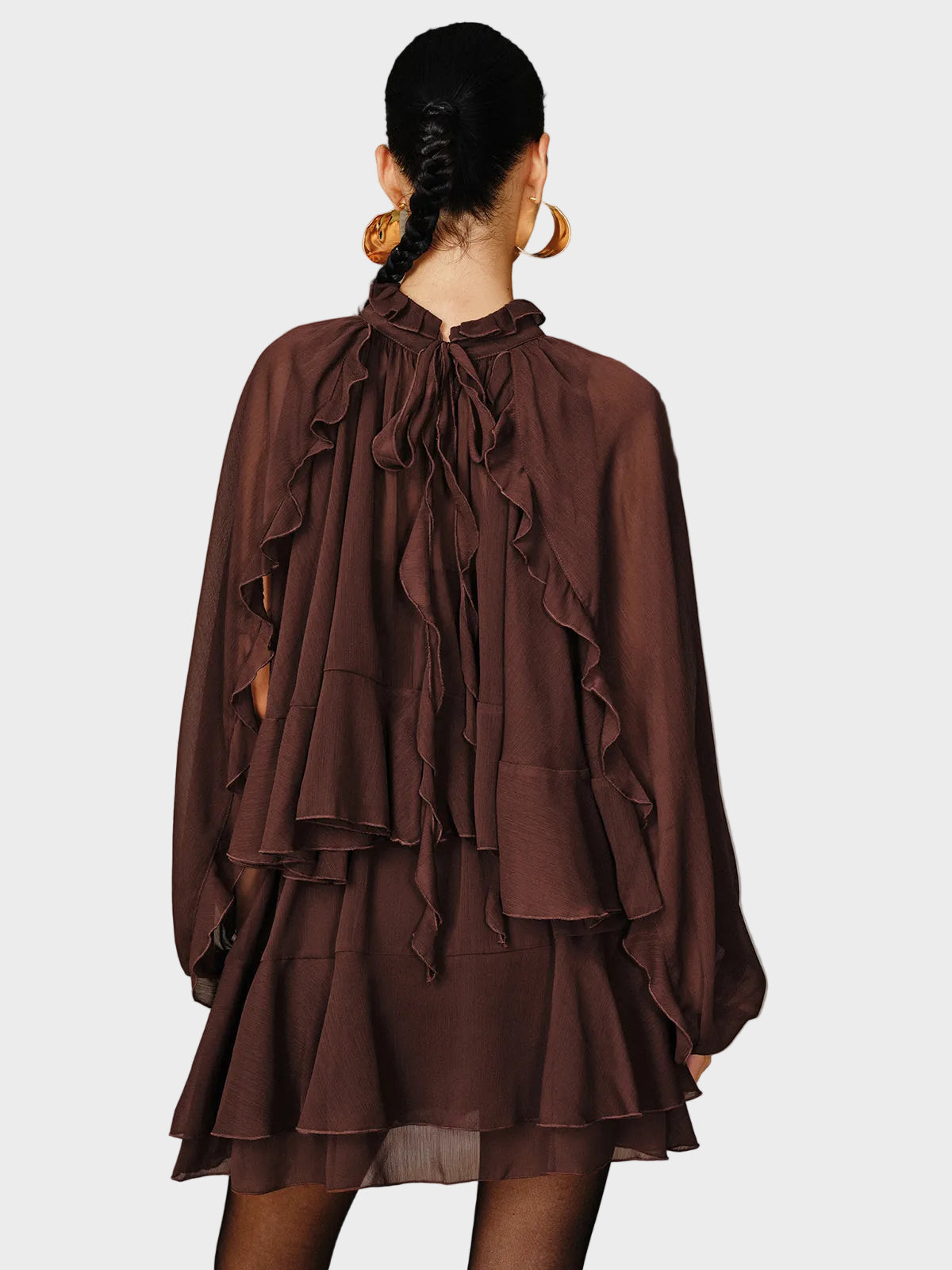 Tiana | Tiered Ruffle Chiffon Mini Dress Set with Liner