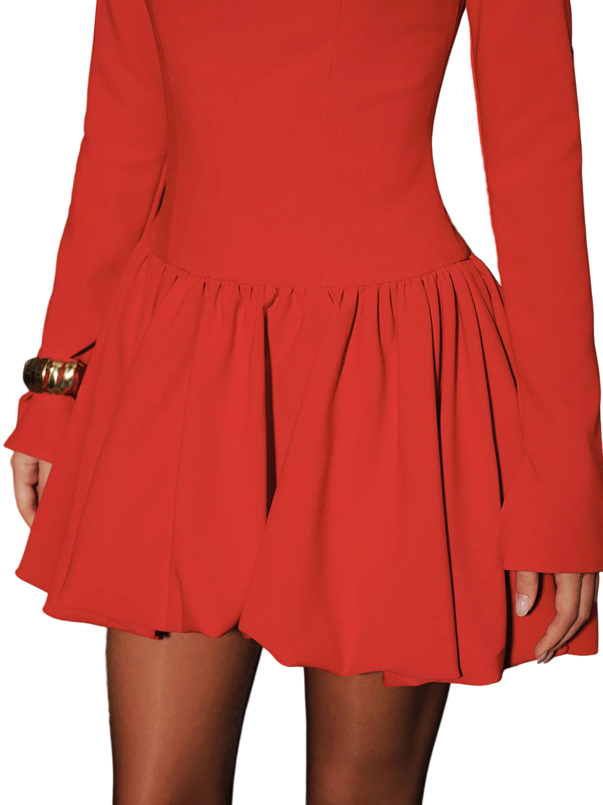 Millie - Mock Neck Long-Sleeve Flared Mini Dress