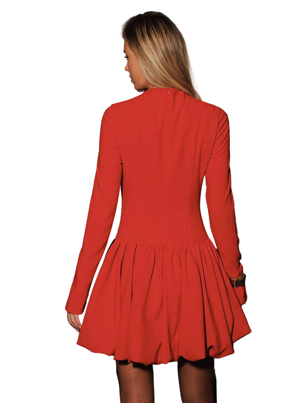 Millie - Mock Neck Long-Sleeve Flared Mini Dress