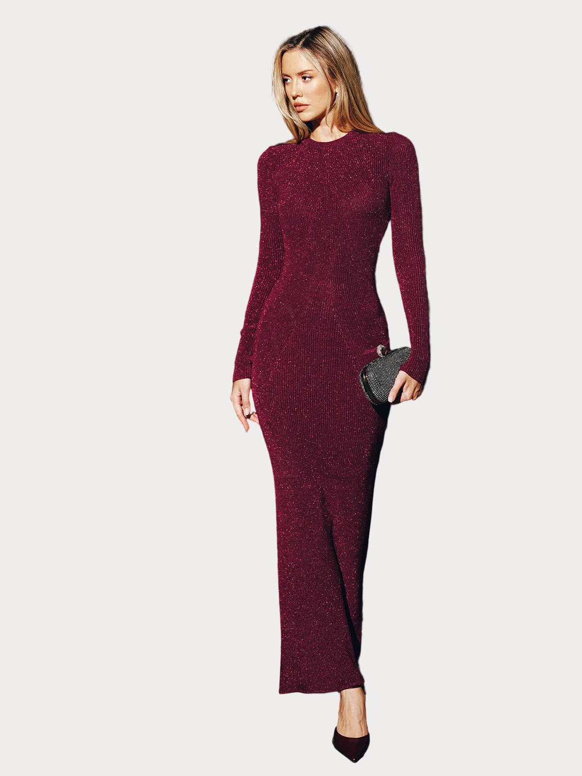 Becky | Long Bodycon Dress with Shine and Open Back