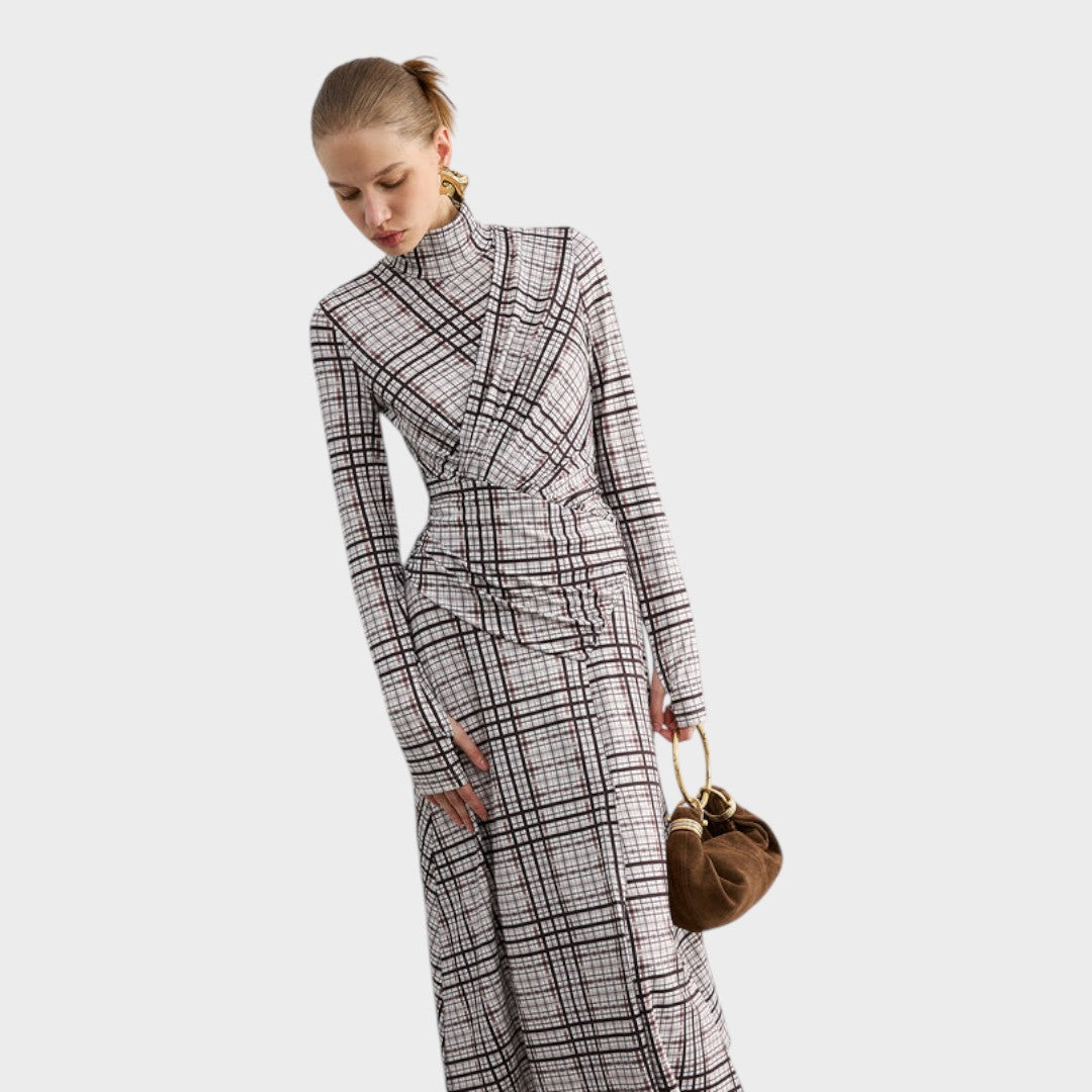 Hristina | Confirmed Long Sleeve Maxi Dress with High Neck