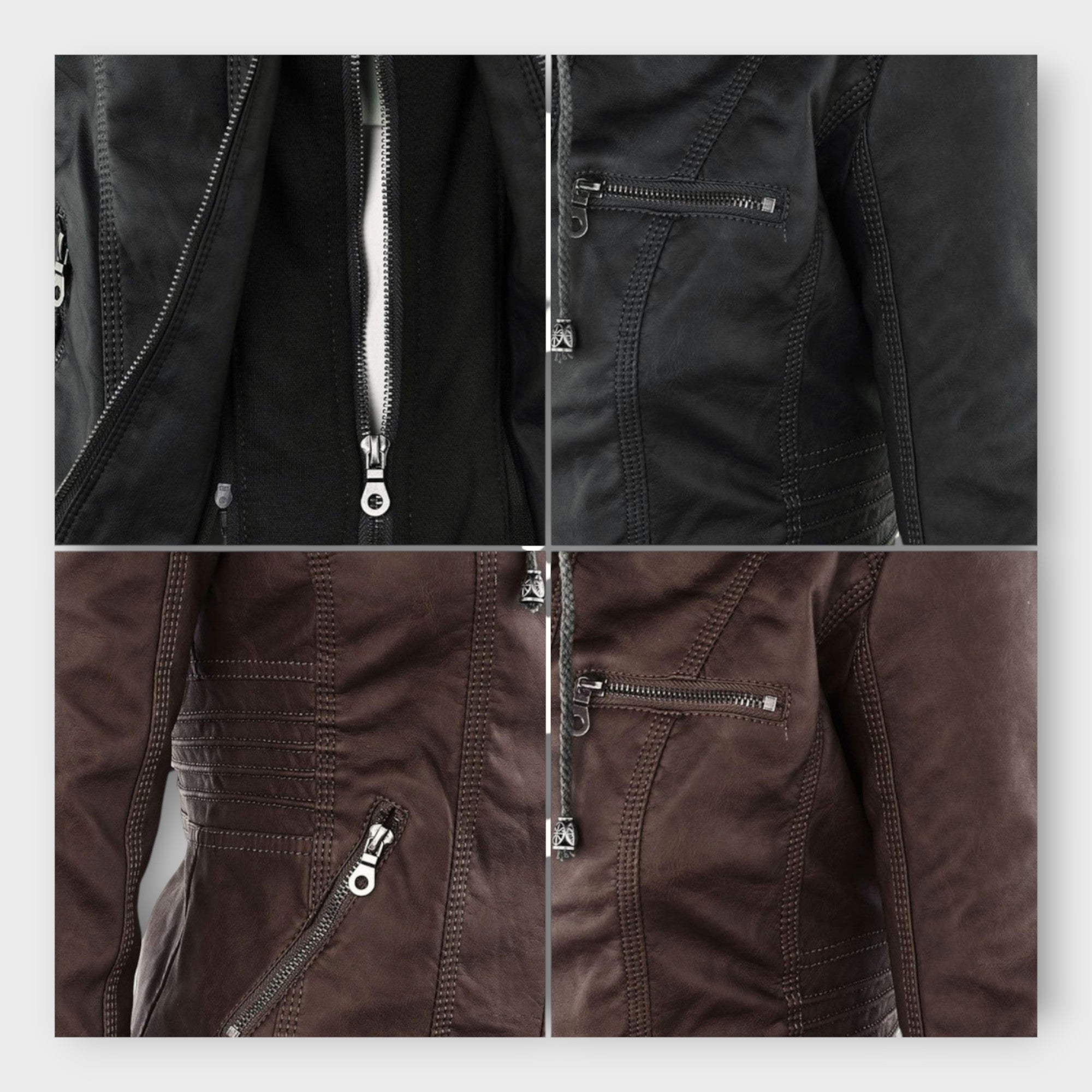 Modern Leather Jacket with Hood and Timeless Line
