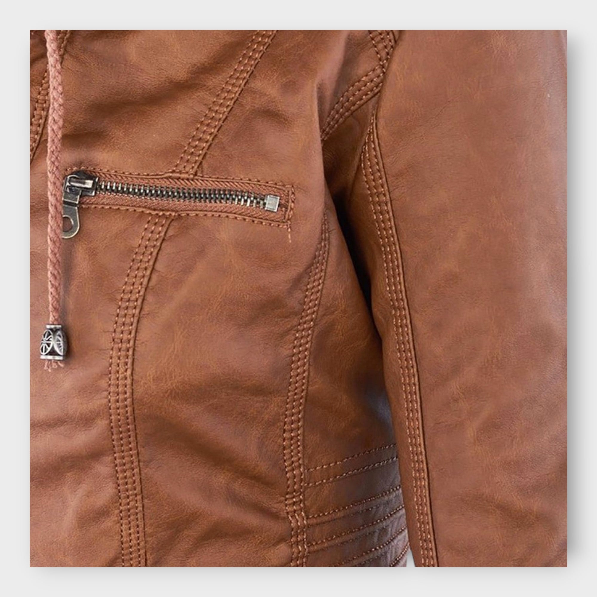 Modern Leather Jacket with Hood and Timeless Line