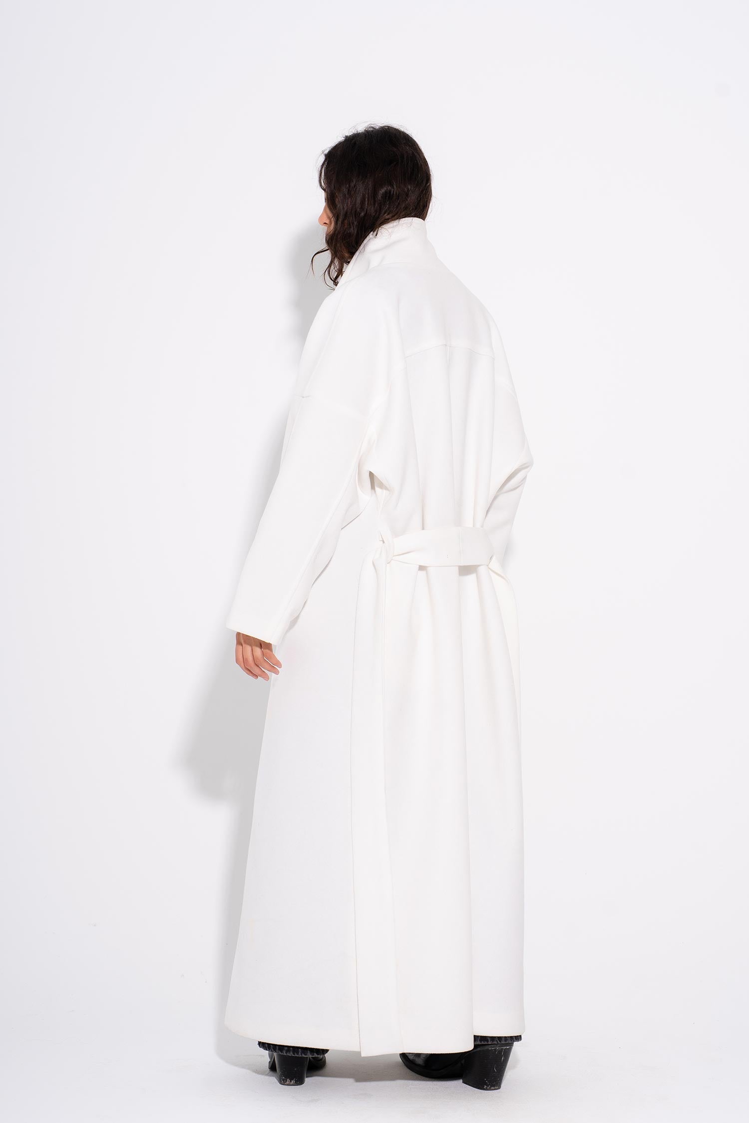 Kathy - Buttoned Wool Coat - White