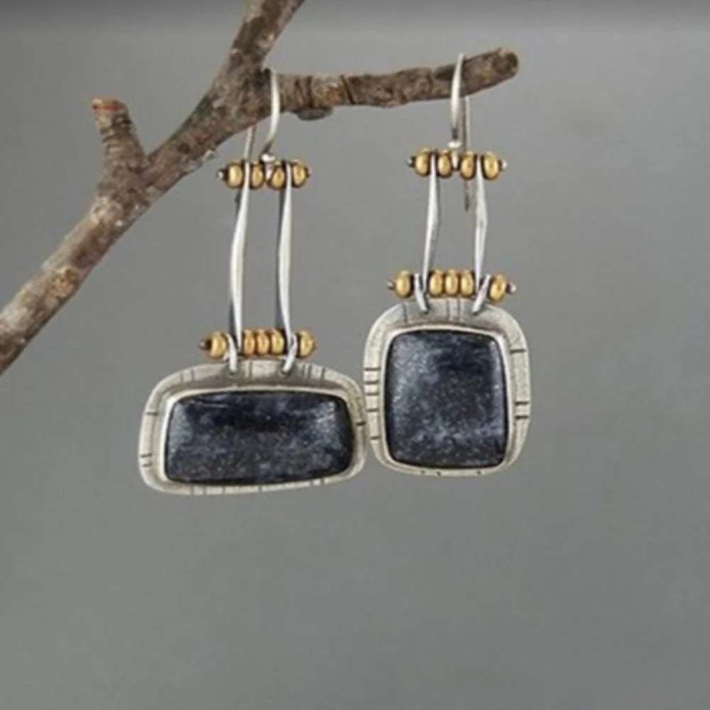Retro Silver Midnight Earrings