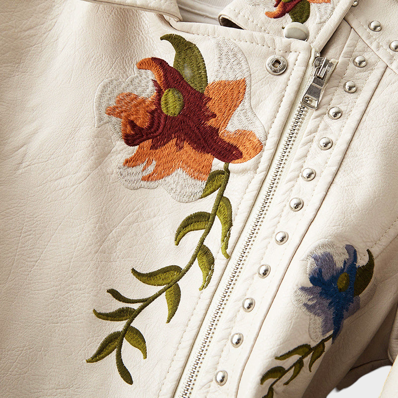 Elara | Embroidered Motorcycle Jacket