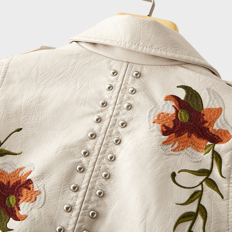Elara | Embroidered Motorcycle Jacket