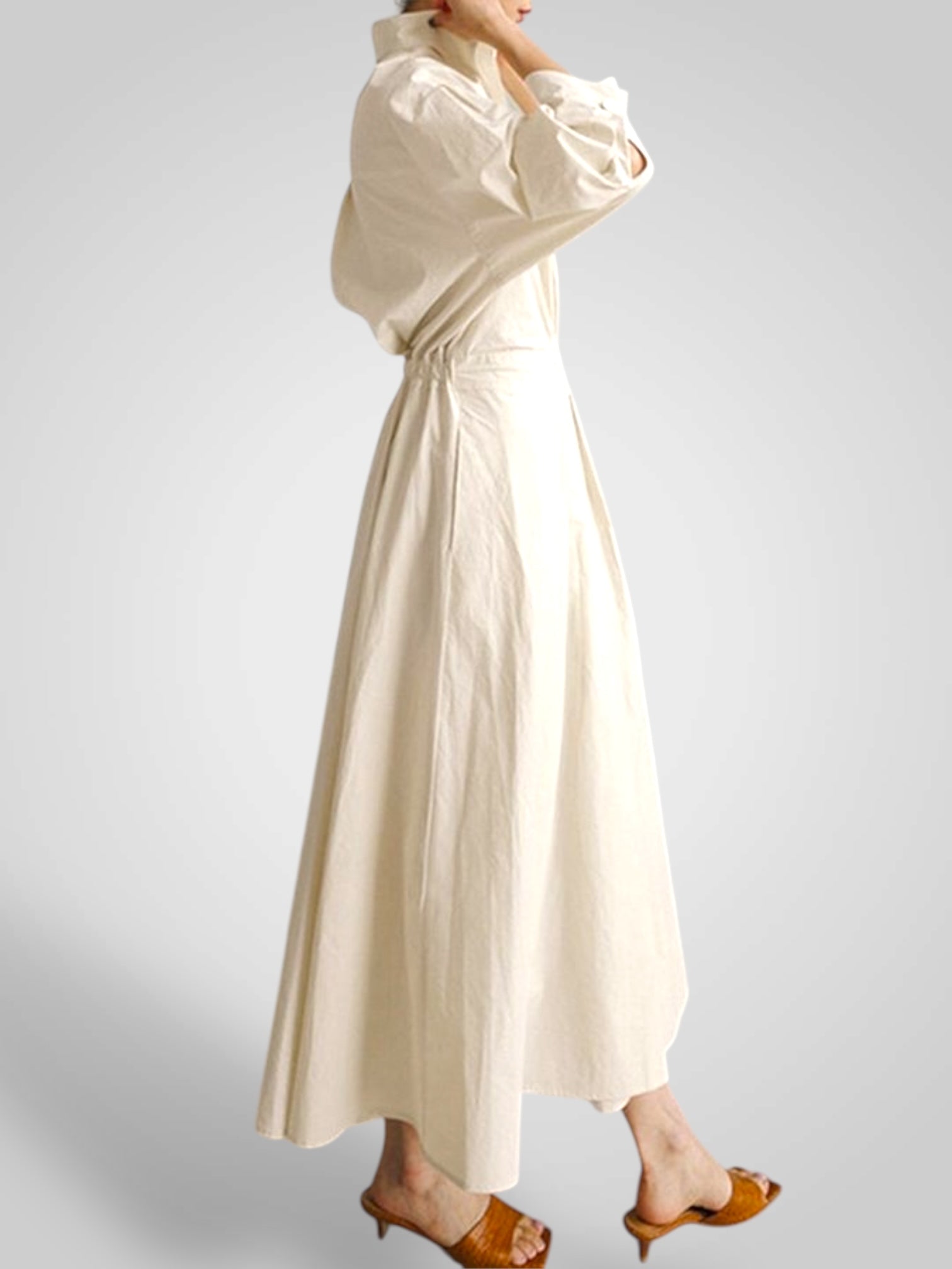 Ella | Women's Maxi Dress with Pockets, Buttons, Long Sleeves