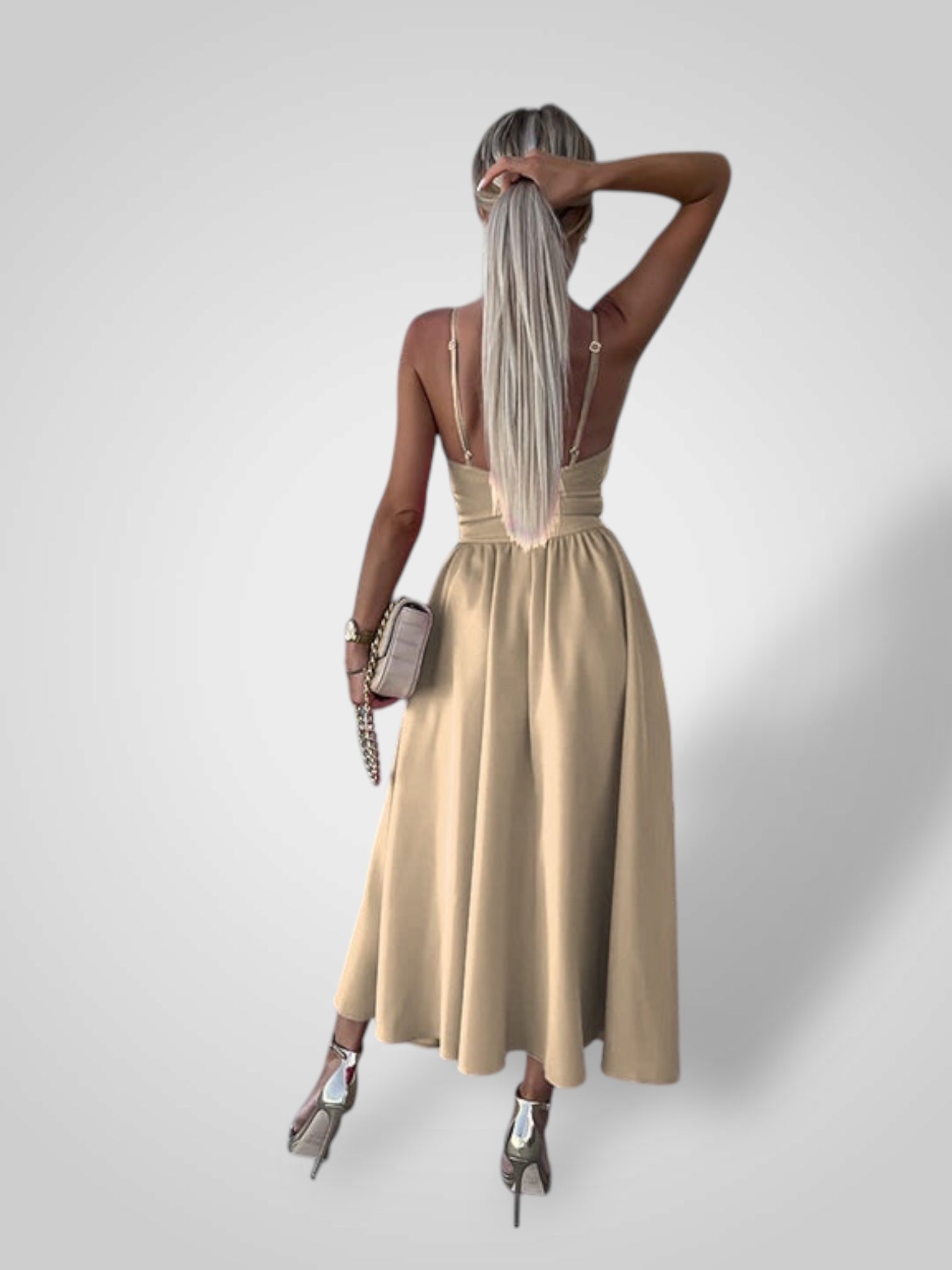 Evi | Women's Dress with Thin Straps and High Slit