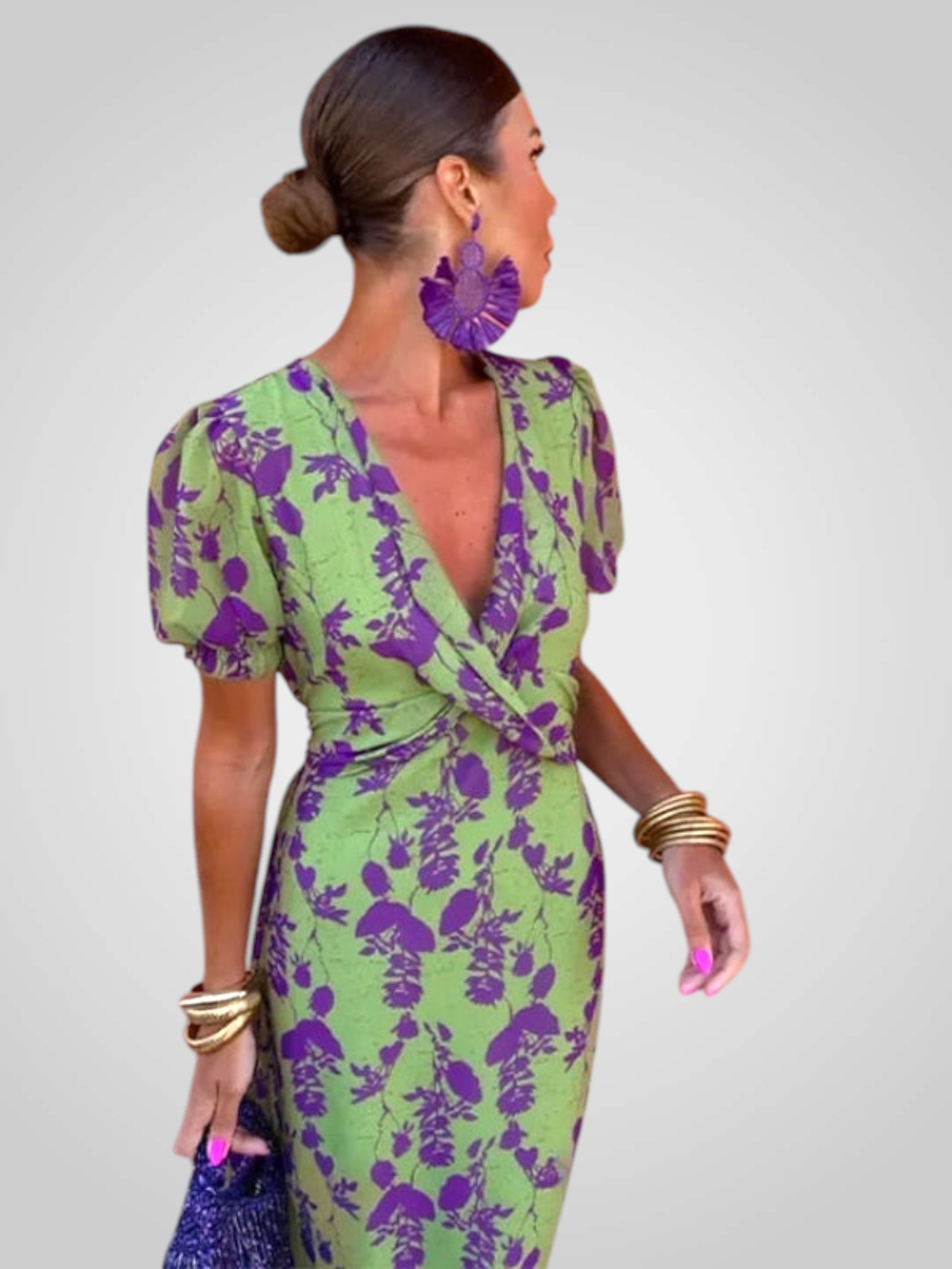 Dulce | V-Neck Floral Midi Dress