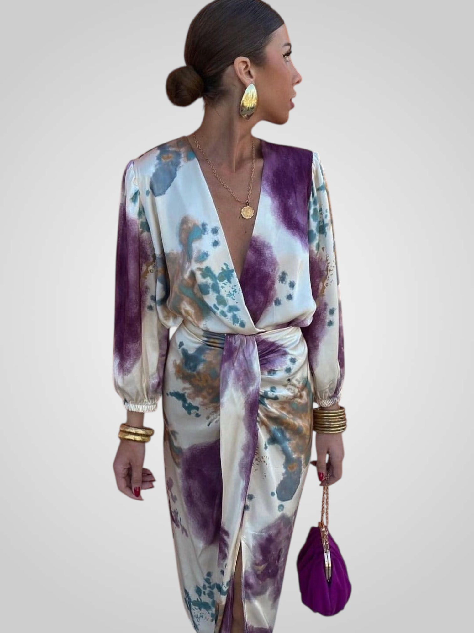 Bella | Women's Wrap Dress with Multicolored Pattern