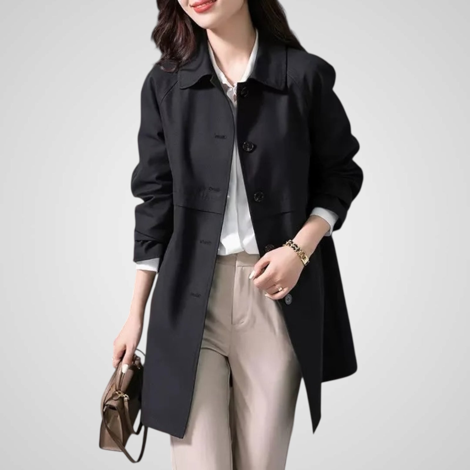 Elise | Elegant Single Button Short Trench Coat for Women