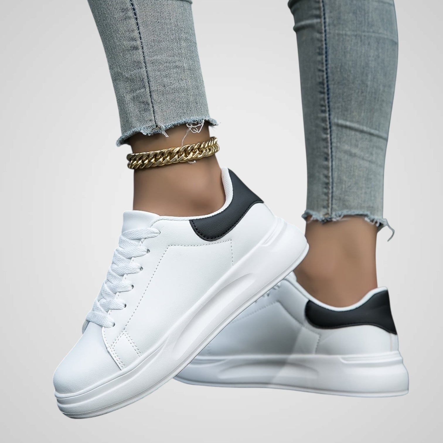 Elli | Women's Pure White Eco-Leather Sneakers