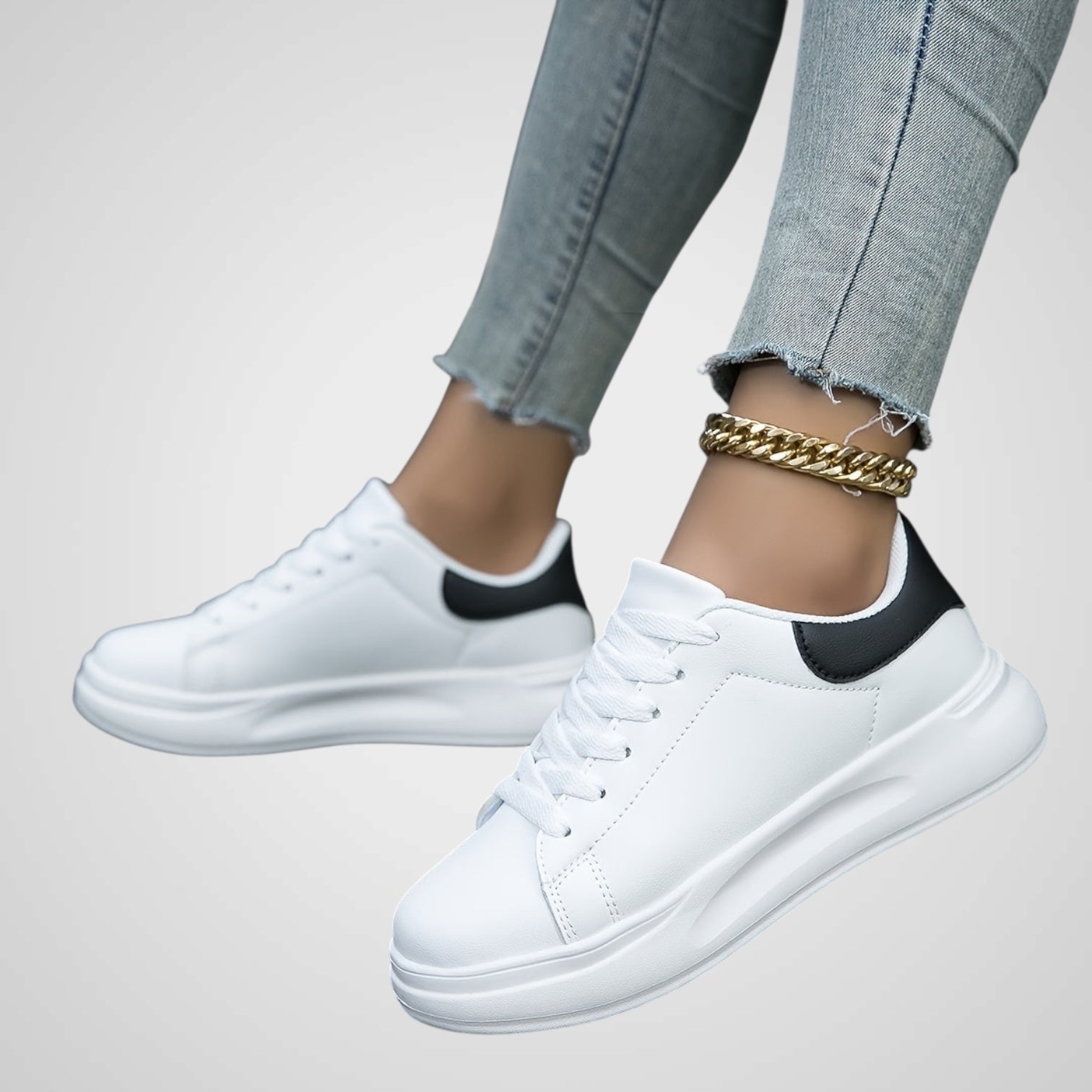 Elli | Women's Pure White Eco-Leather Sneakers