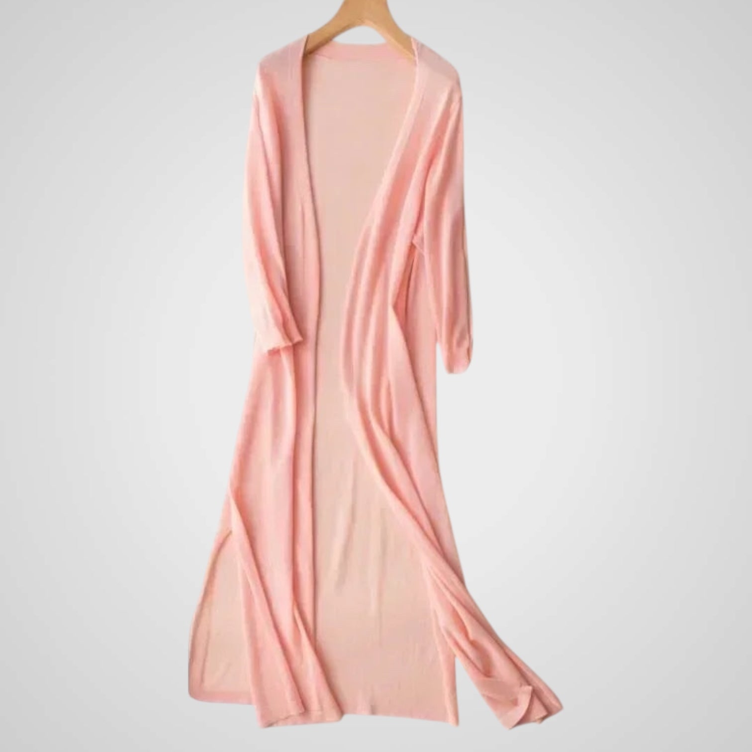 Wendy | Women's Long Cardigan - Lightweight Knit - 3/4 Sleeve - Overlay Required