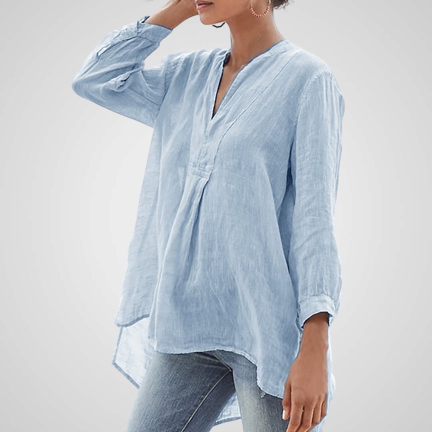 Yara | Women's Casual Plain Patchwork V-neck Blouse