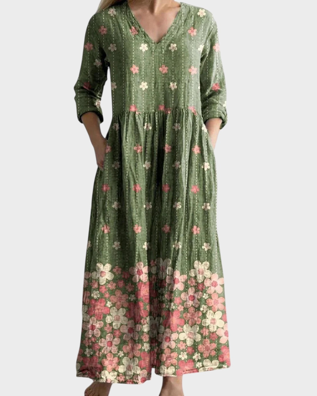 C&G™ | Retro Long Dress with Floral Pattern