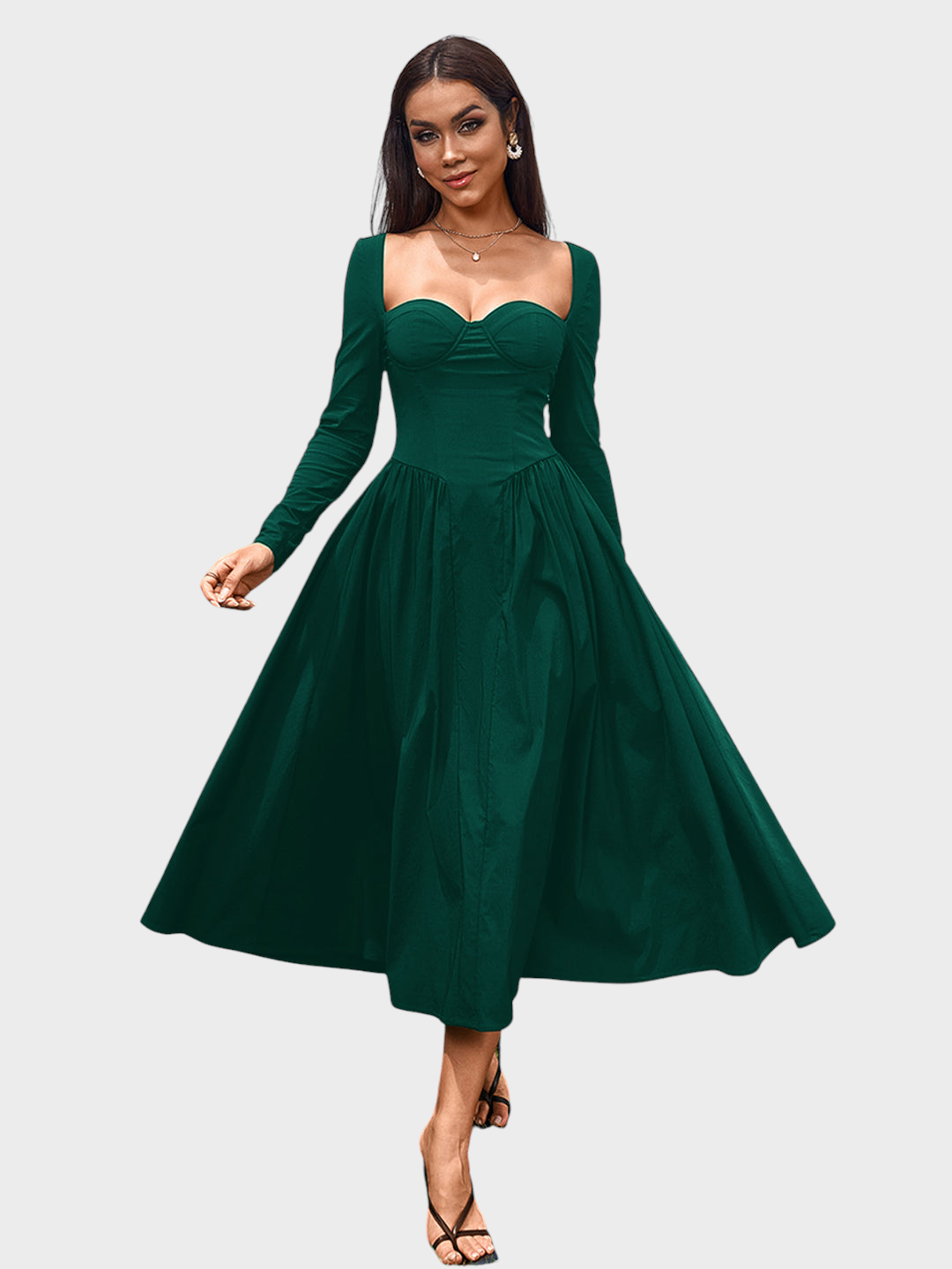 Shannon | A-Line Dress with Long Sleeves and Tie Back