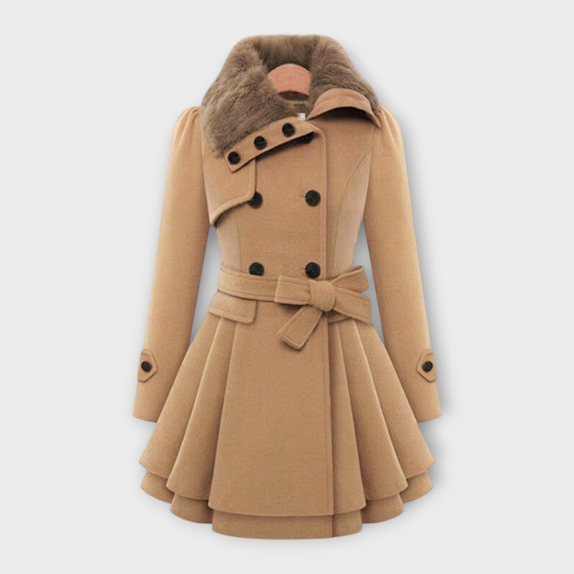 Emma - Elegant coat with faux fur