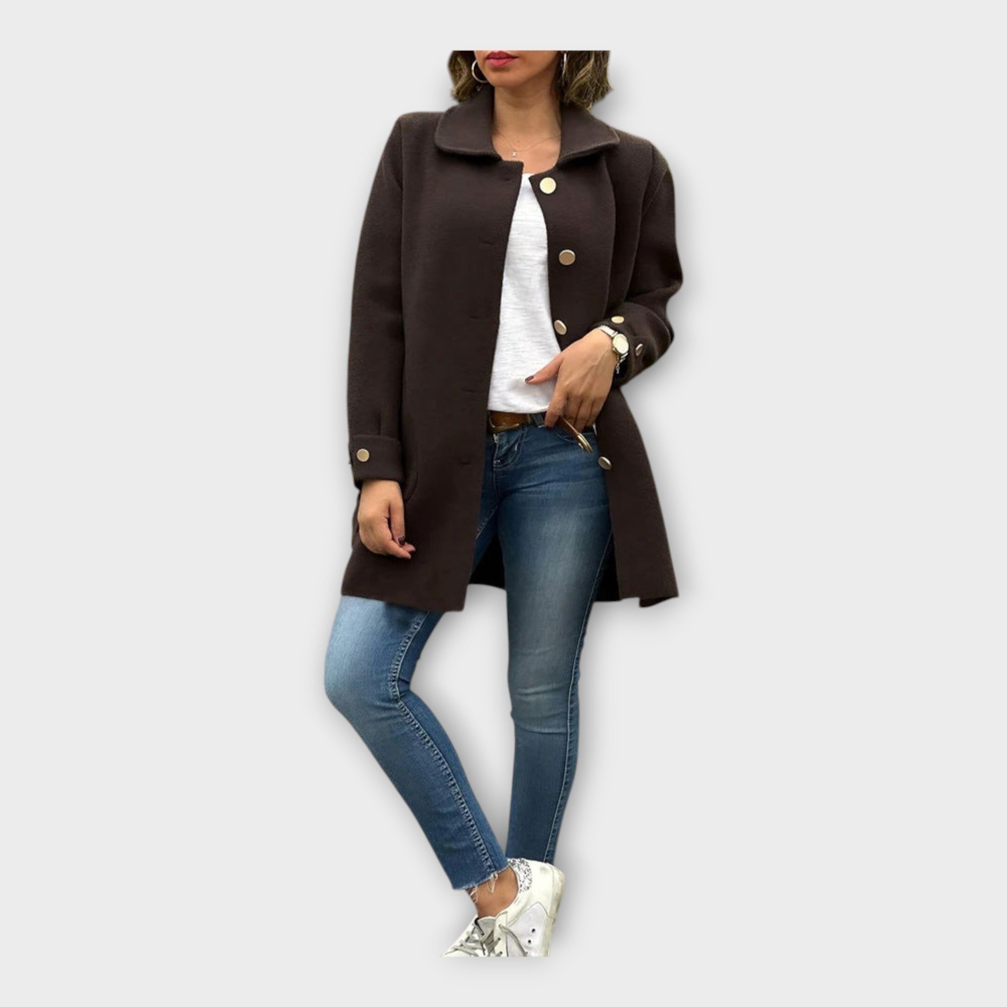 Long Coat with Classic Line and Buttons