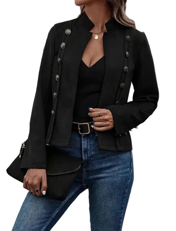 Daniela - Retro Suede Double-Breasted Jacket