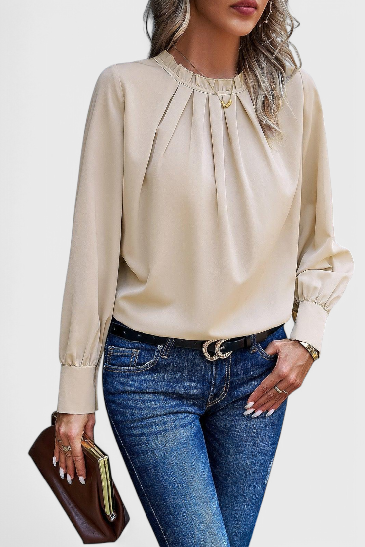 Dottie Long Sleeve Blouse with Lace Collar