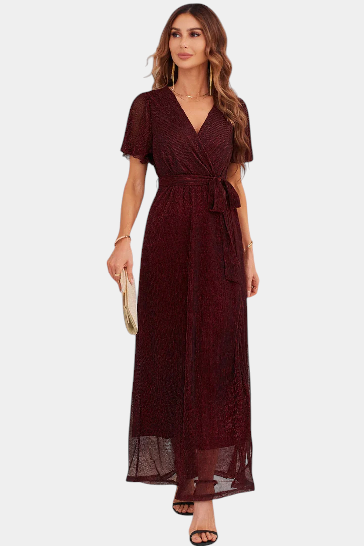 Esperanza Maxi Wrap Dress with Ruffle Sleeves