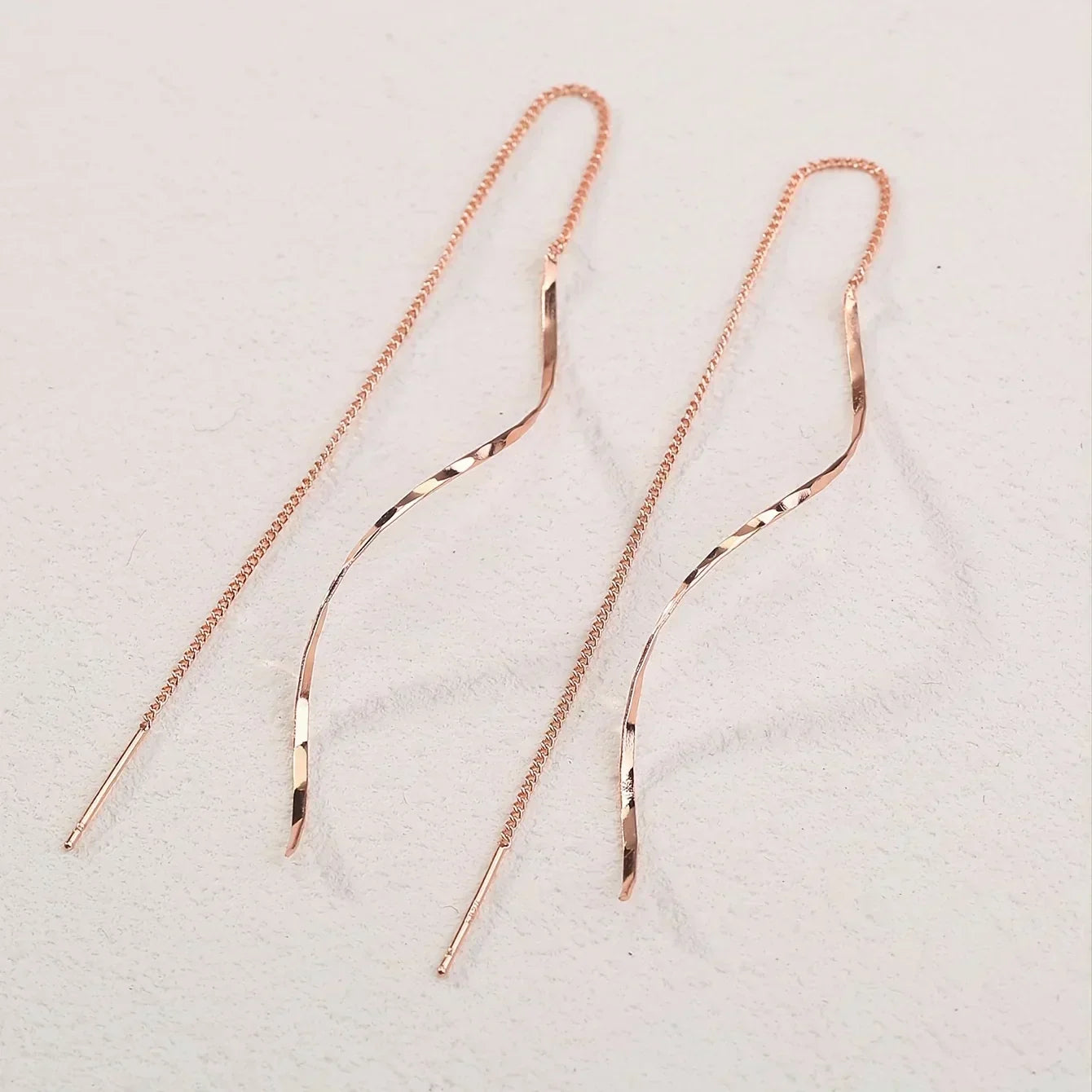 Long Earrings with Wave Pattern