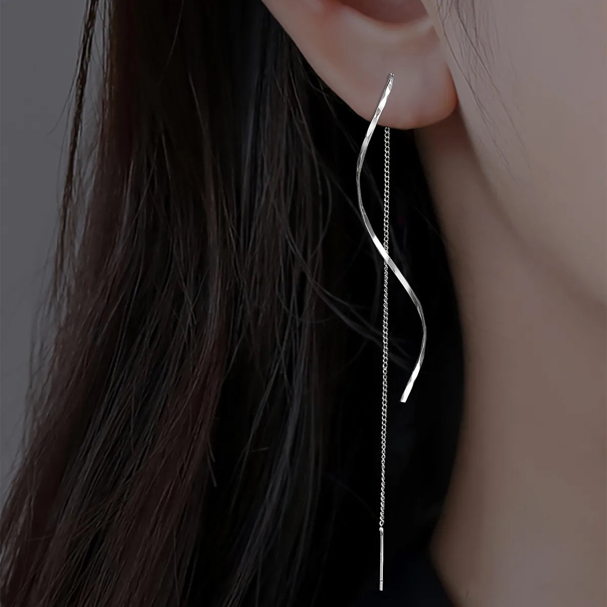 Long Earrings with Wave Pattern