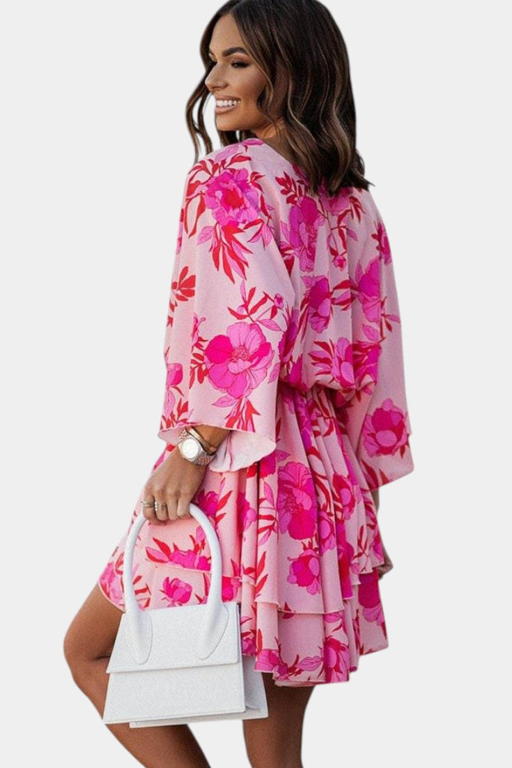 Eliza Mini Dress with Front Knot and Ruffles