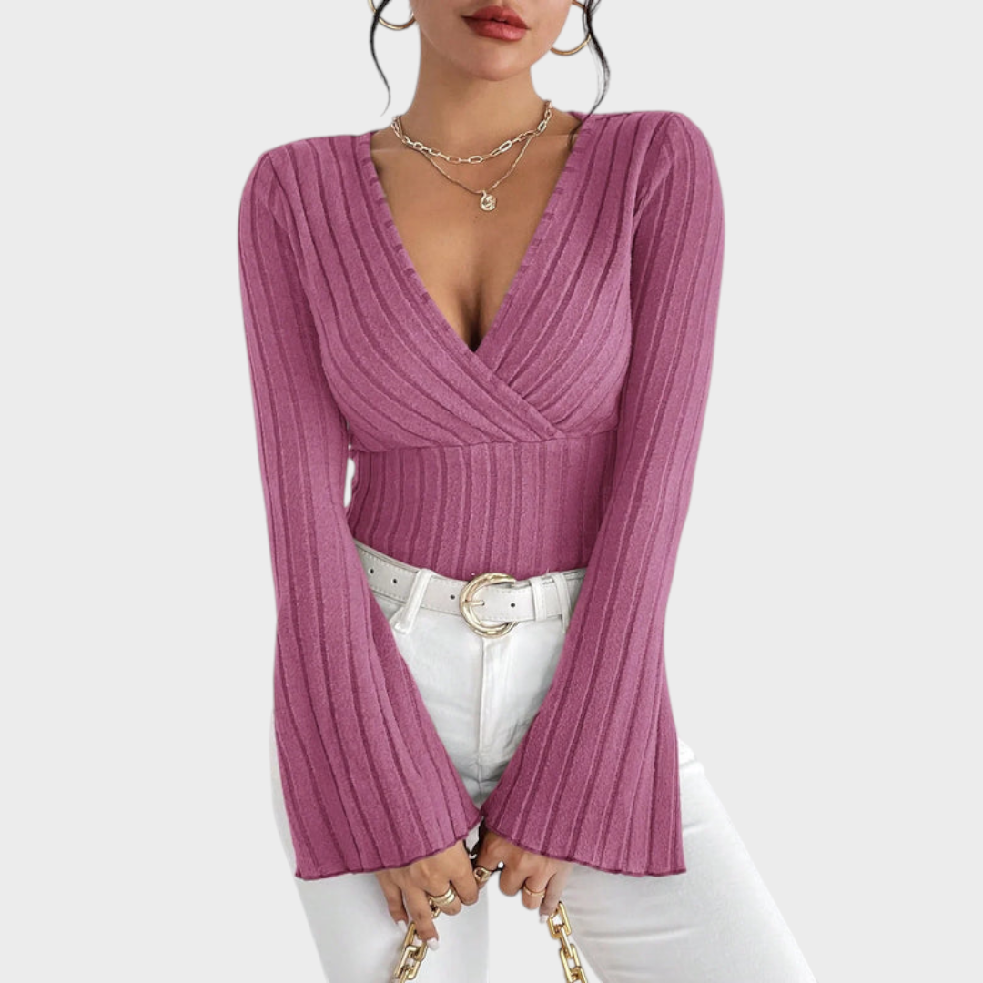 Audrie | V-neck Bell-Bottom Blouse