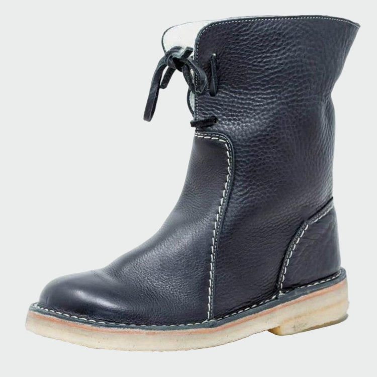 Waterproof leather boots with wool lining