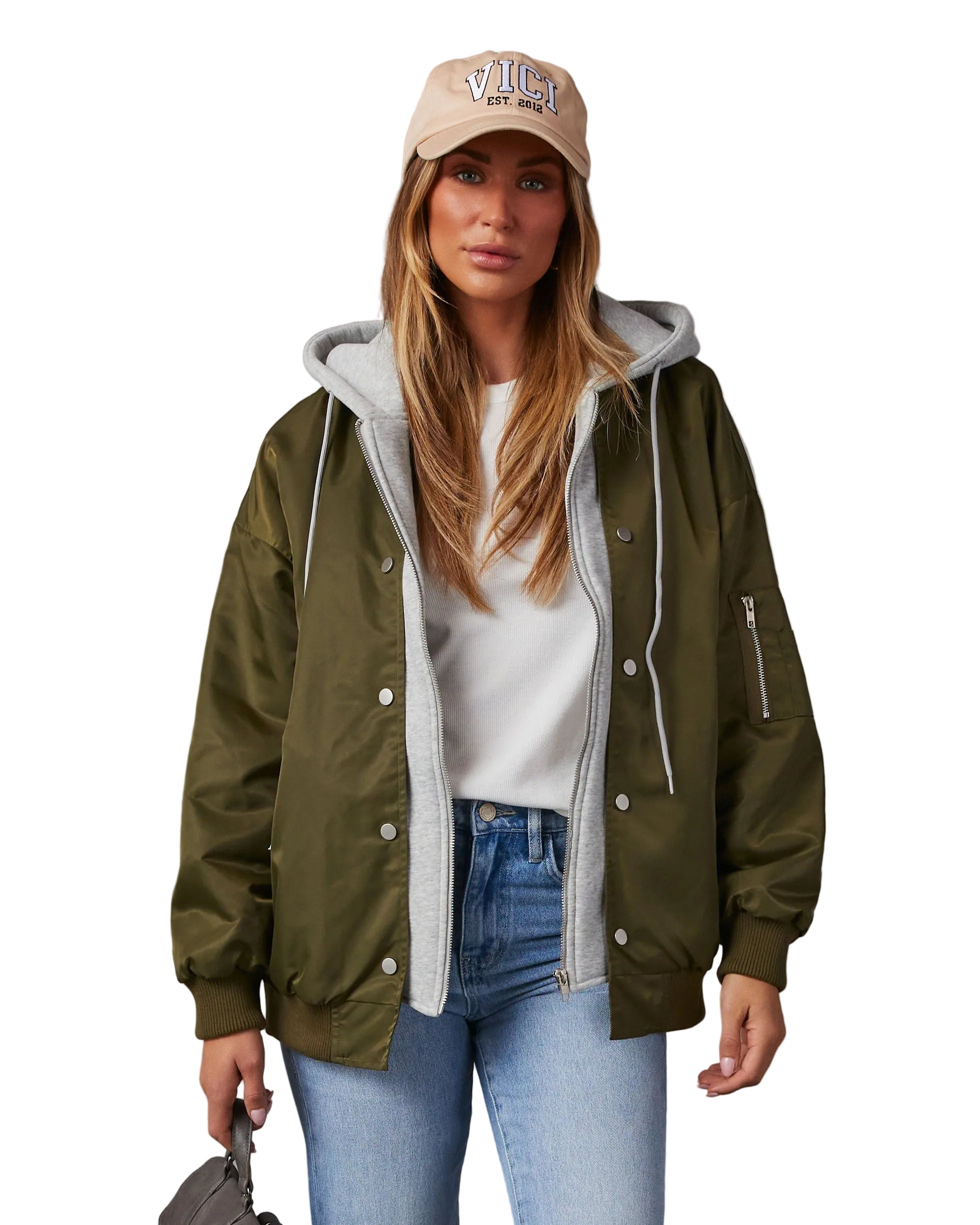 Cassandra - Campus Oversized Hooded Bomber Jacket