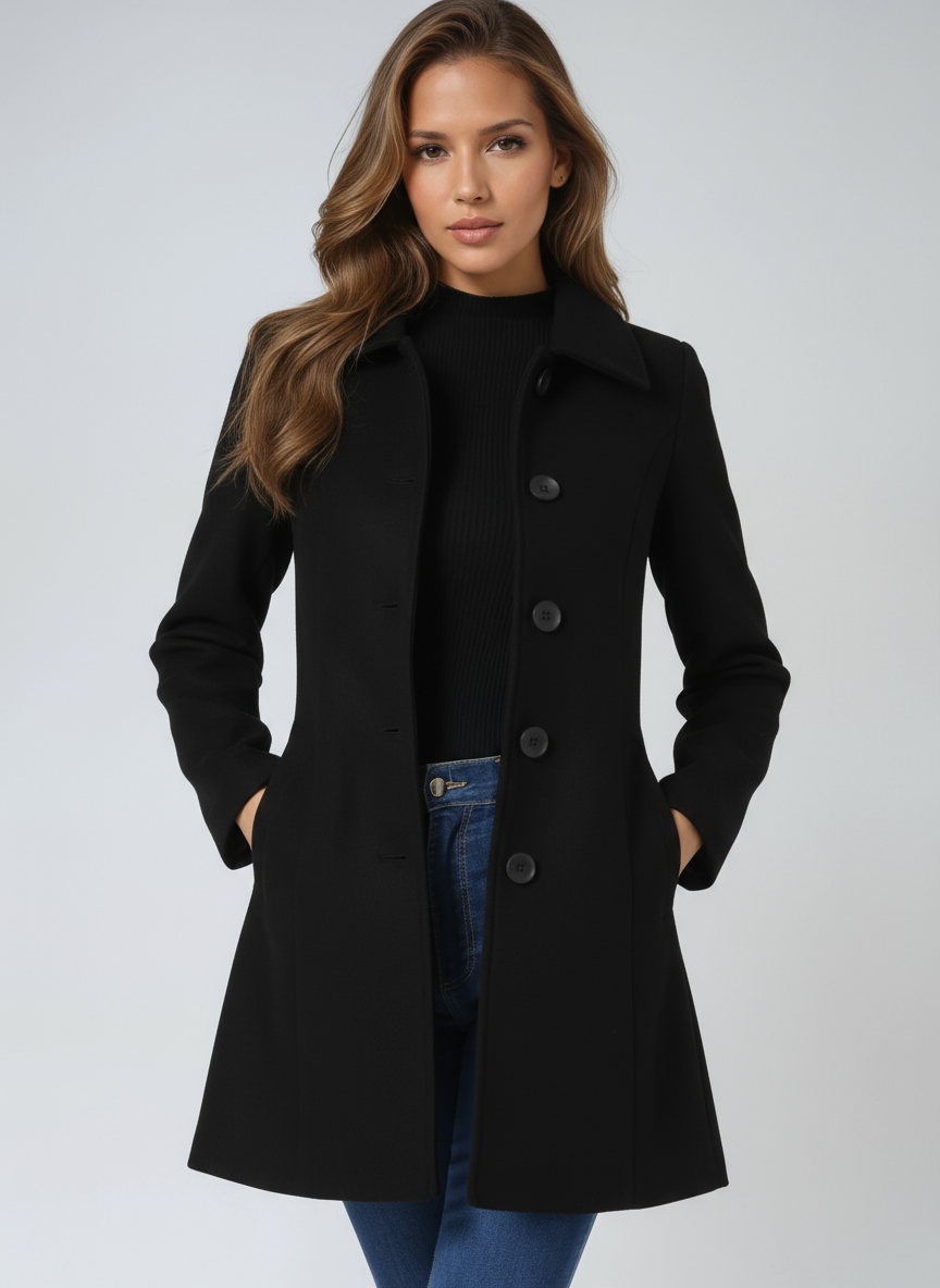 Josephine | women's trendy winter coat with one row of buttons