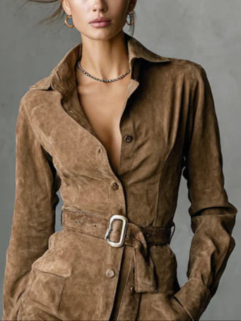 Nalea™ | Modern faux suede shift dress