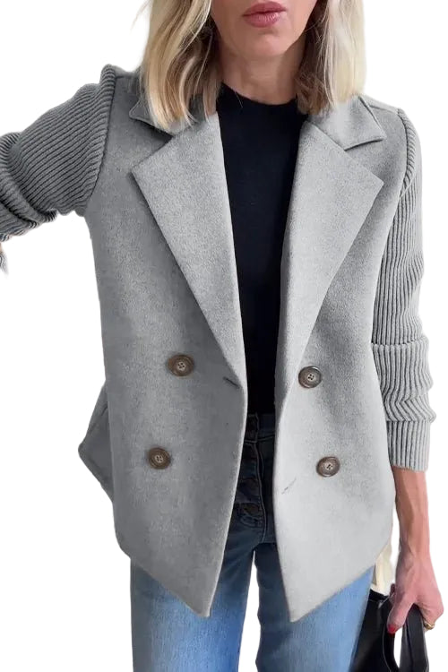 Amora - Elegant Knit-Sleeve Blazer