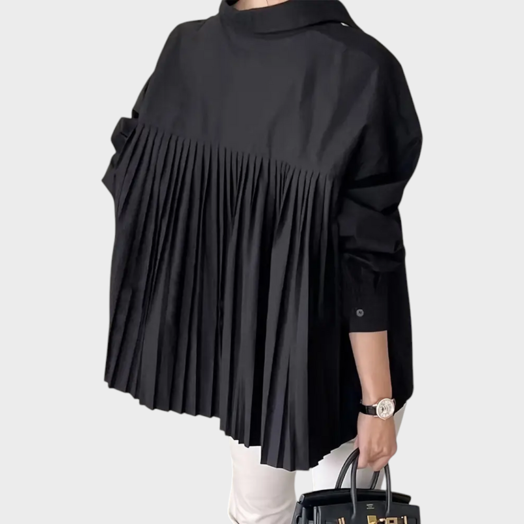 Jackielyn | Elegant Pleated Blouse Monochrome