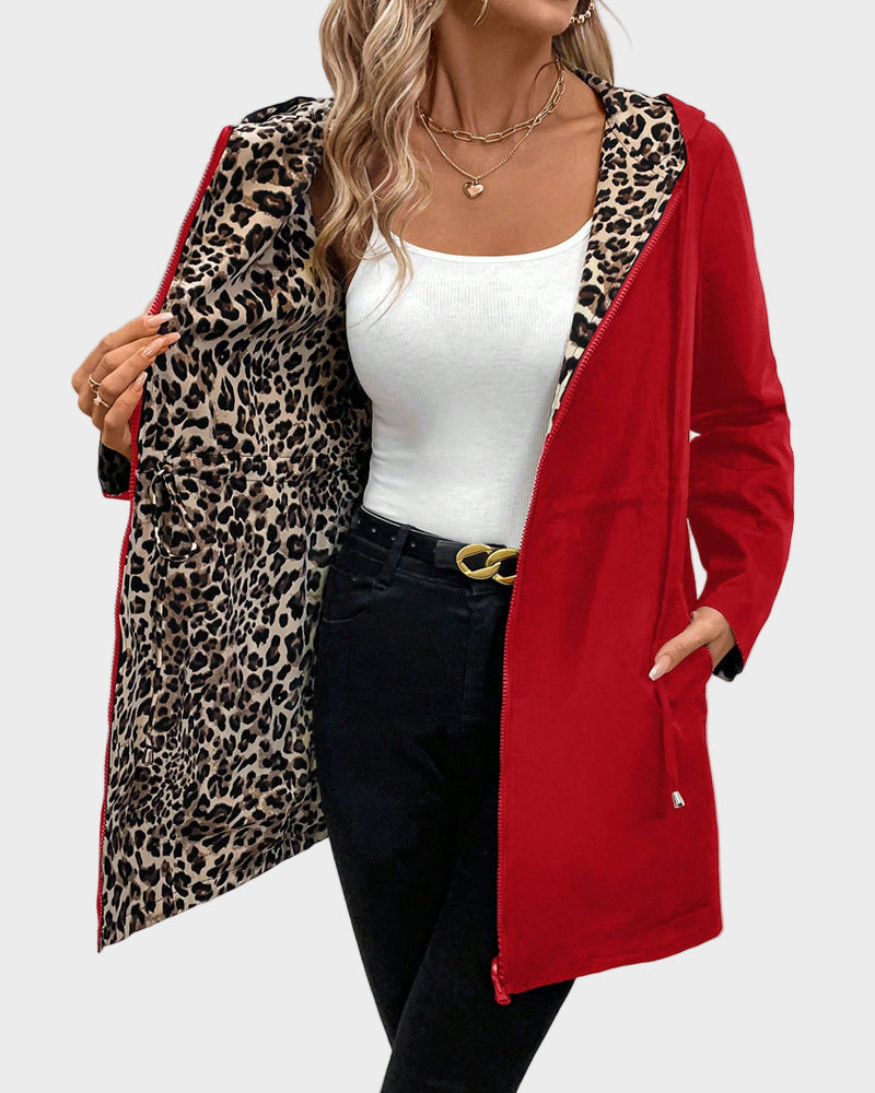Dionissia | Reversible Jacket with Hat and Leopard Pattern