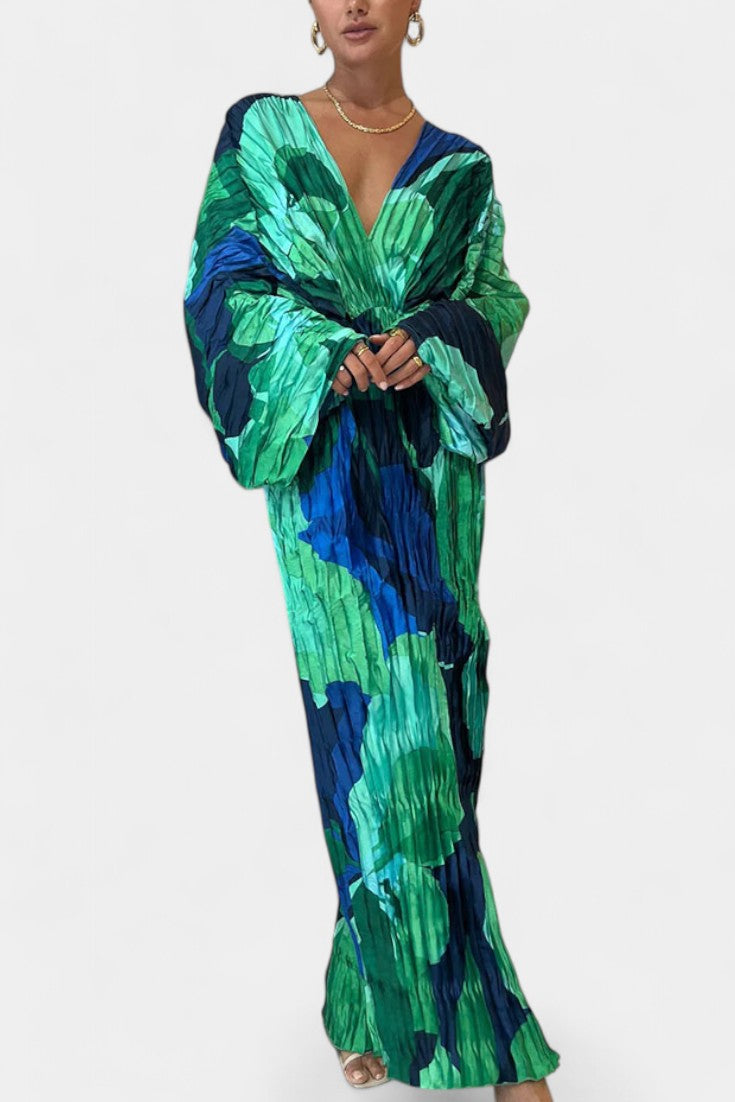 Rebecca Maxi Dress with Cutout and Pleats