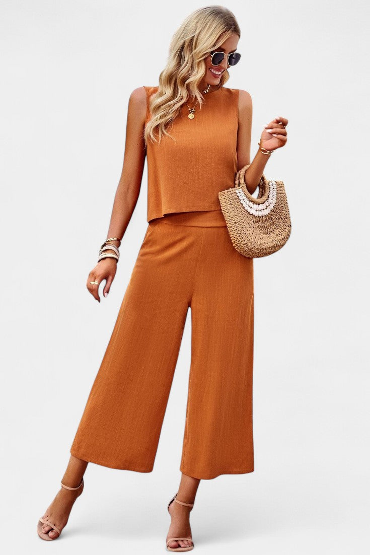 Lavinia Boho Set with Airy Top and Shorts made of Linen and Cotton