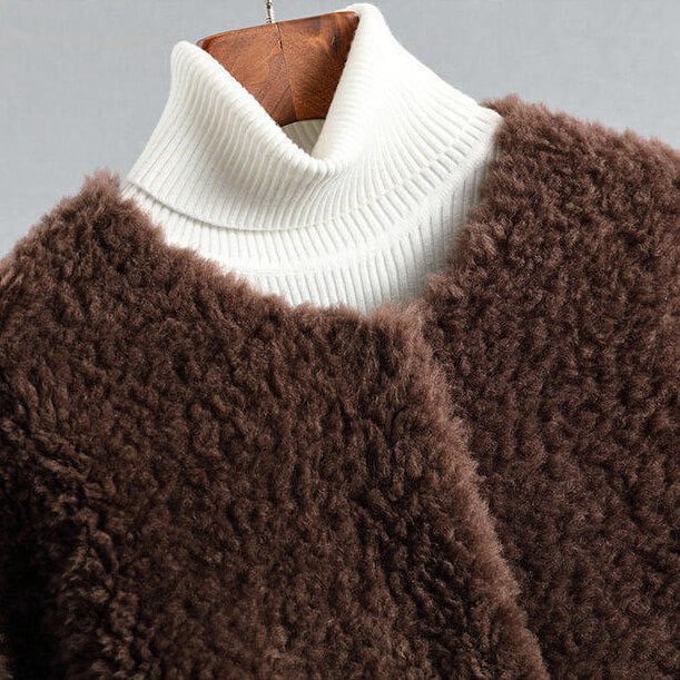 Shearling coat with wool lining
