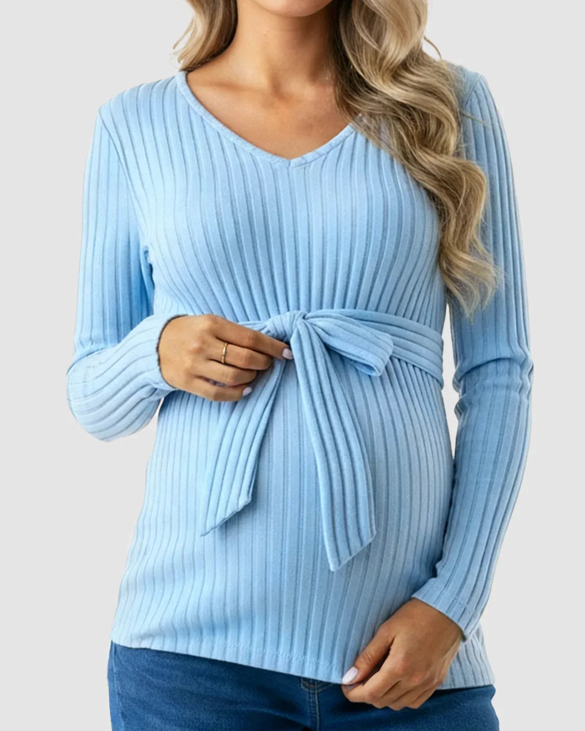 Gloria - Tie-Waist Ribbed Maternity Top