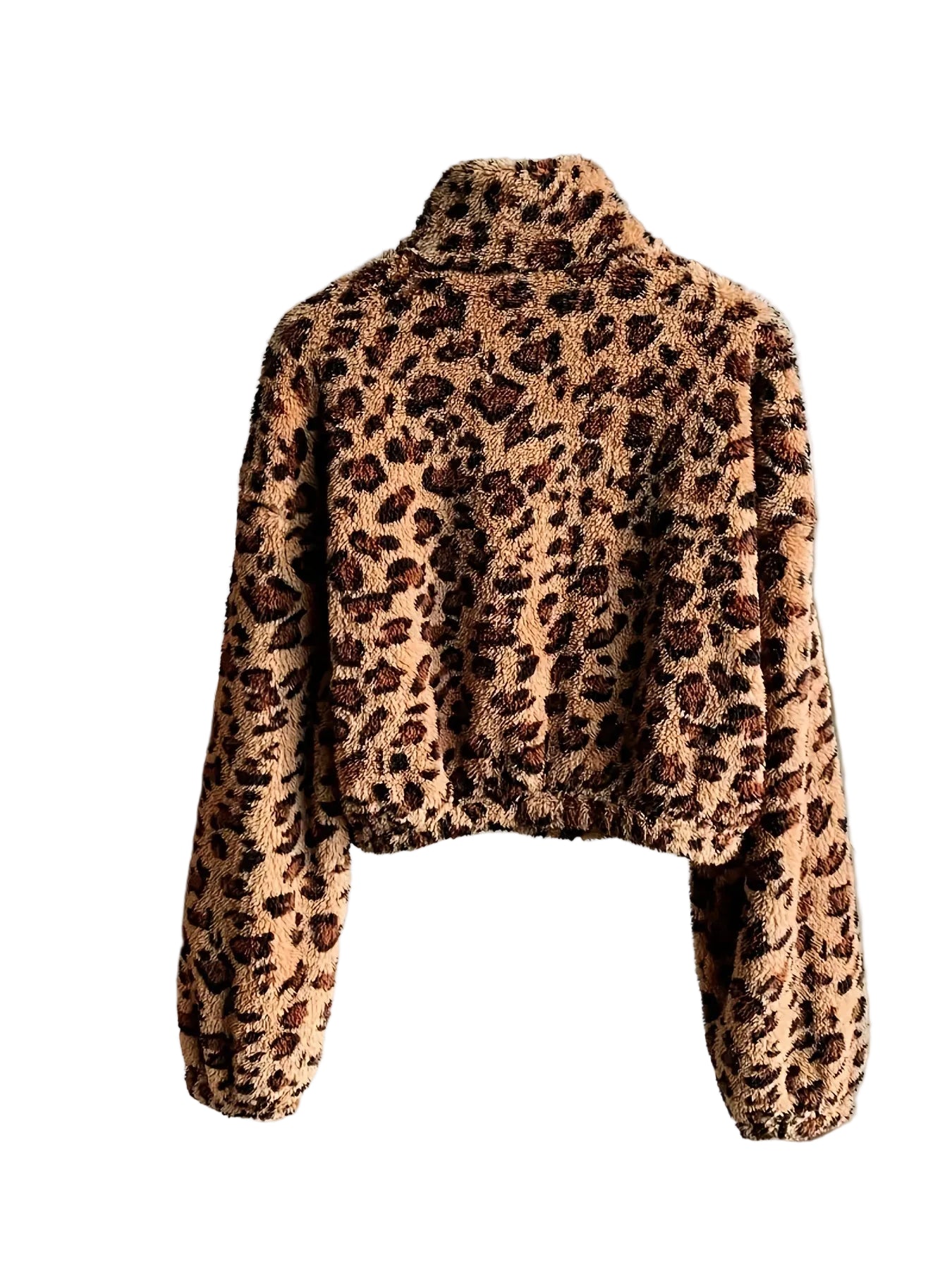 Zaria | Leopard Print Zip Fleece Sweatshirt