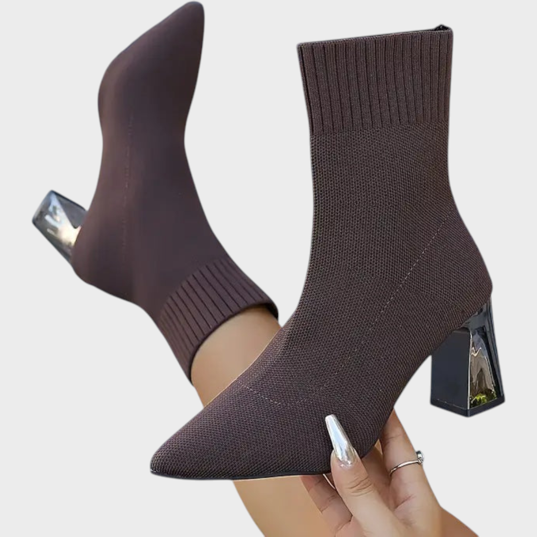 Coline | Pointed-Toe Knit Heel Boots