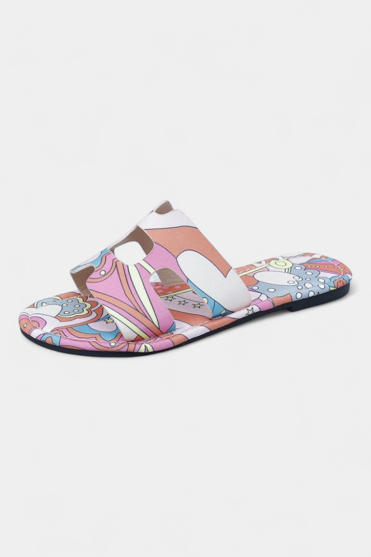 Berenice Multicolored flat sandals with tropical print