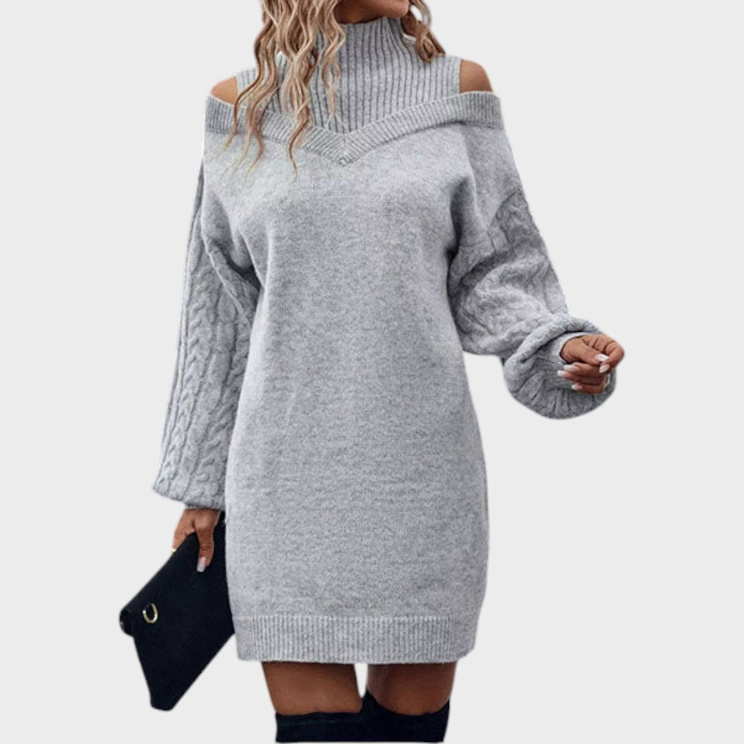 Ninia | Sweater Dress with Fashion and Open Shoulders