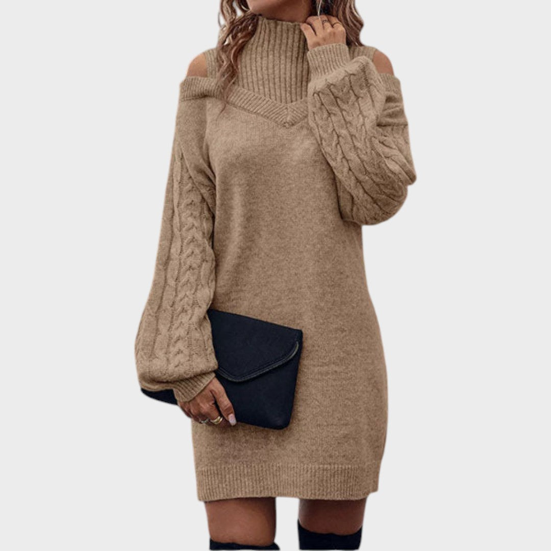 Ninia | Sweater Dress with Fashion and Open Shoulders