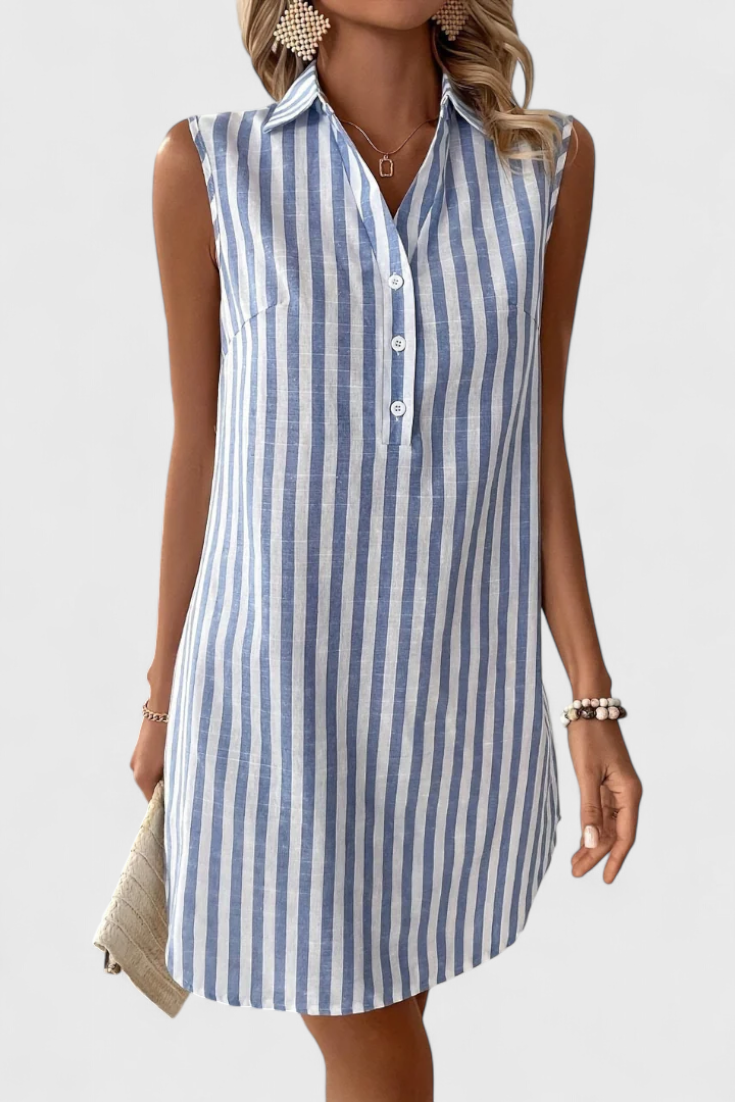 Hiley Sleeveless Striped Shirt Dress